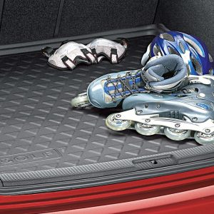 Коврик в багажник Volkswagen Golf 5 / 5 GT / 6 / 6 GTI, с надписью, для автомобилей с базовым полом багажника