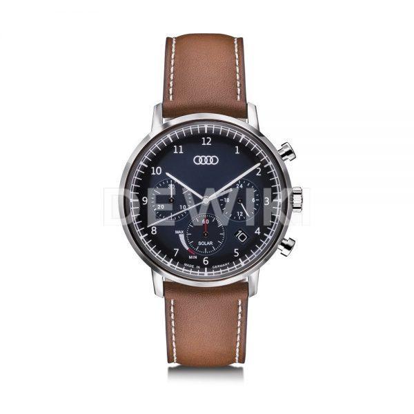 Мужские наручные часы хронограф Audi Solar, Blue/Brown