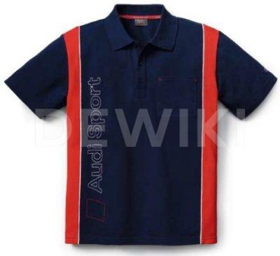 Мужская рубашка-поло Audi Sport, Blue/Red Мужская рубашка-поло Audi Sport, Blue/Red