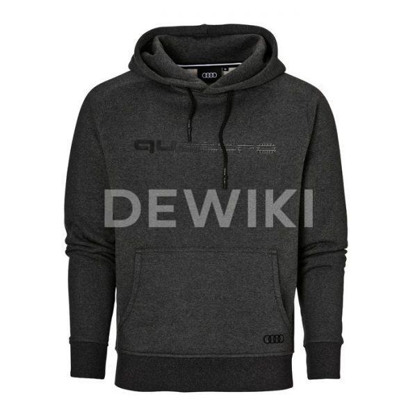 Мужская толстовка с капюшоном Audi quattro, Dark grey Мужская толстовка с капюшоном Audi quattro, Dark grey