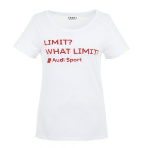 Женская футболка Audi, Limit? What a Limit?, White Женская футболка Audi, Limit? What a Limit?, White