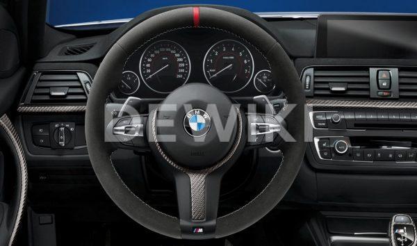 Спортивное рулевое колесо BMW M Performance II 1,2,3 и 4 серия, Aлькантара с карбоновой вставкой