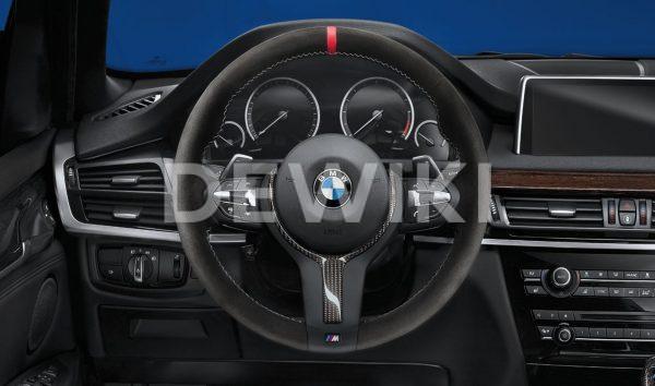 Спортивное рулевое колесо BMW M Performance II F15/F16 X5 и X6, Aлькантара с карбоновой вставкой