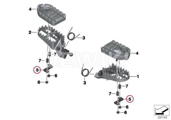 Кронштейн для резиновой вставки подножек эндуро BMW F 650 / 700 / 800 GS / Adventure / G 650 2007-2018 год