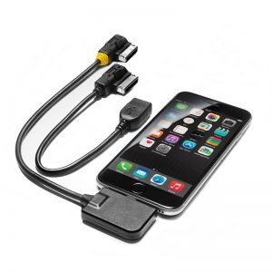 Комплект переходных проводов для интерфейса музыкальным интерфейсом Audi, для устройств Apple с разъемом Lightning и USB, желтая втулка Комплект переходных проводов для интерфейса музыкальным интерфейсом Audi, для устройств Apple с разъемом Lightning и USB, желтая втулка