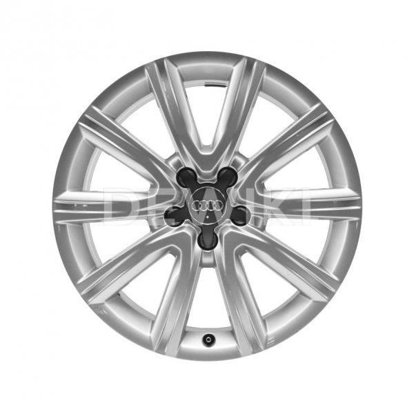 Алюминиевый литой диск R18 дизайн 5 V-образных спиц Audi, Brilliant Silver, 8,0J x 18 ET39
