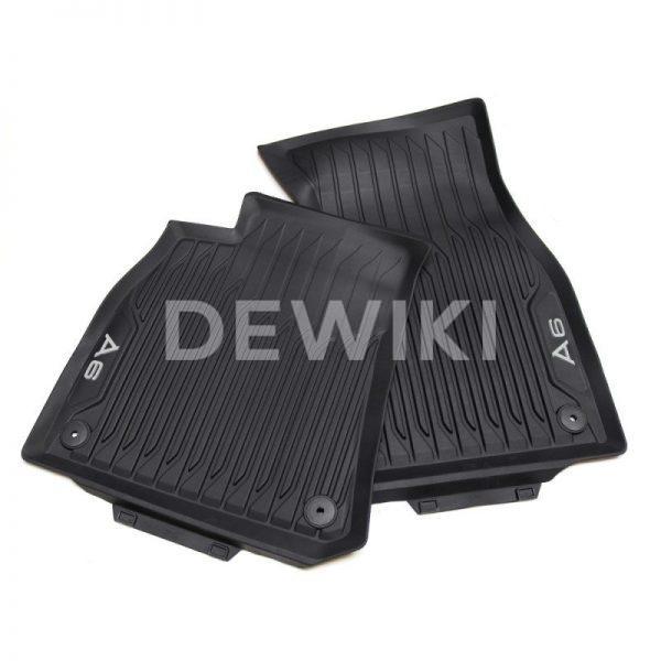 Резиновые передние коврики Audi A6 (C8), контрастная надпись Резиновые передние коврики Audi A6 (C8), контрастная надпись