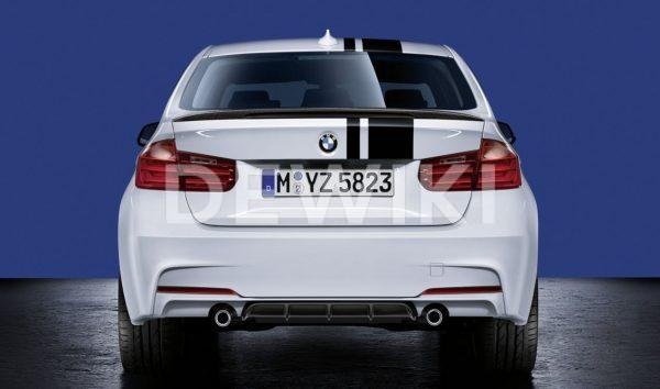 Задний диффузор BMW M Performance черного матового цвета F30/F31 3 серия