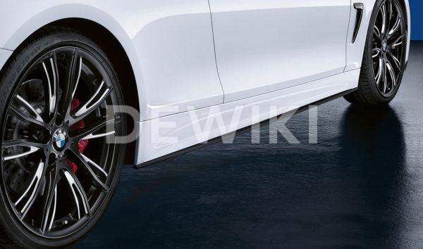 Боковые облицовки порогов справа BMW M Performance черного матового цвета F32/F33/F36 4 серия