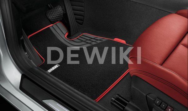 Велюровые передние коврики BMW F32/F33/F36/F82 4 серия, Sport Line Black/Red Велюровые передние коврики BMW F32/F33/F36/F82 4 серия, Sport Line Black/Red