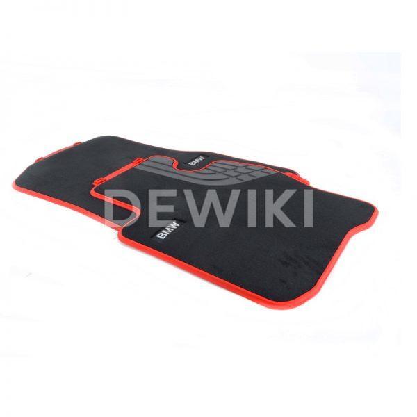 Велюровые передние коврики BMW F32/F33/F36 4 серия, Sport Line Black/Red
