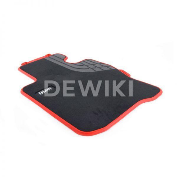 Велюровые передние коврики BMW F32/F33/F36 4 серия, Sport Line Black/Red Велюровые передние коврики BMW F32/F33/F36 4 серия, Sport Line Black/Red