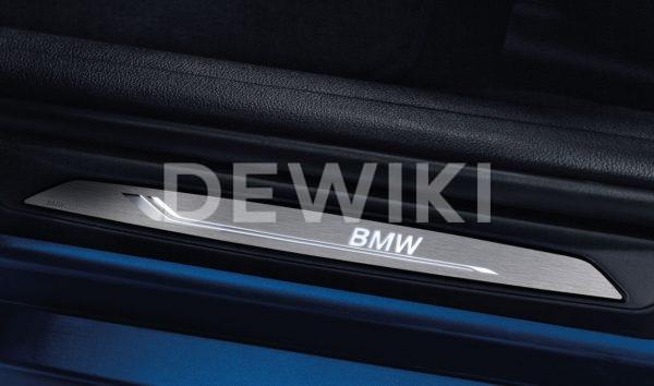 Накладки на пороги BMW со светодиодной подсветкой, X1,1,2,3 и 4 серия