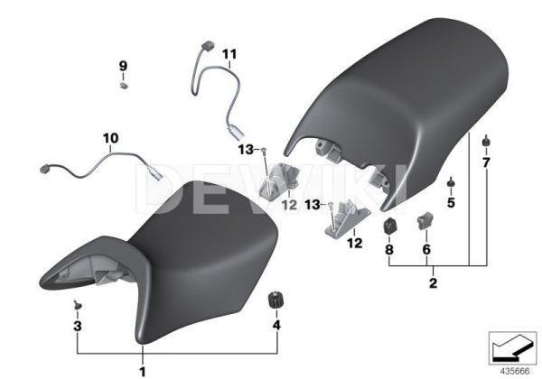 Низкое сиденье BMW R 1200 RT 2004-2014 год, серое Низкое сиденье BMW R 1200 RT 2004-2014 год, серое