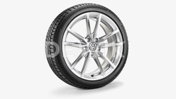 Зимнее колесо в сборе VW Golf в дизайне Pretoria, 225/40 R18 92V XL, Silver, 7.5J x 18 ET51 Зимнее колесо в сборе VW Golf в дизайне Pretoria, 225/40 R18 92V XL, Silver, 7.5J x 18 ET51