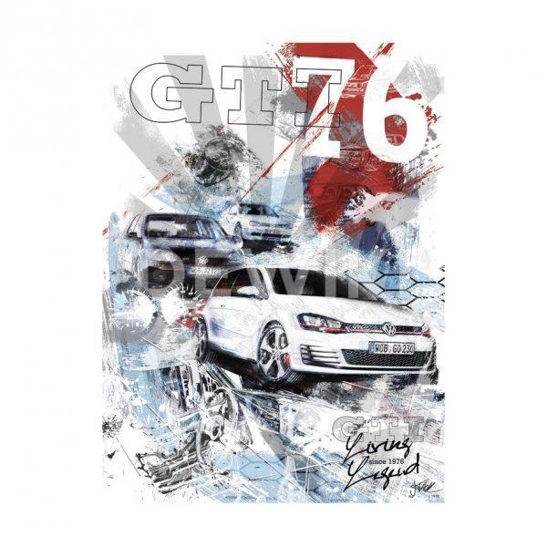 Художественная печать Постер, посвящённый 40-летию GTI, поколения I-VII