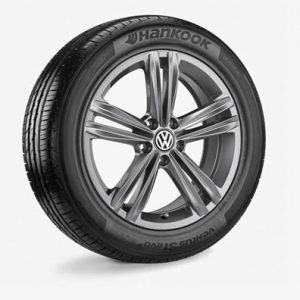 Летнее колесо в сборе VW Tiguan в дизайне Sebring,  235/55 R18 100V, Grey Metallic, 7.0J x 18 ET43 Летнее колесо в сборе VW Tiguan в дизайне Sebring,  235/55 R18 100V, Grey Metallic, 7.0J x 18 ET43