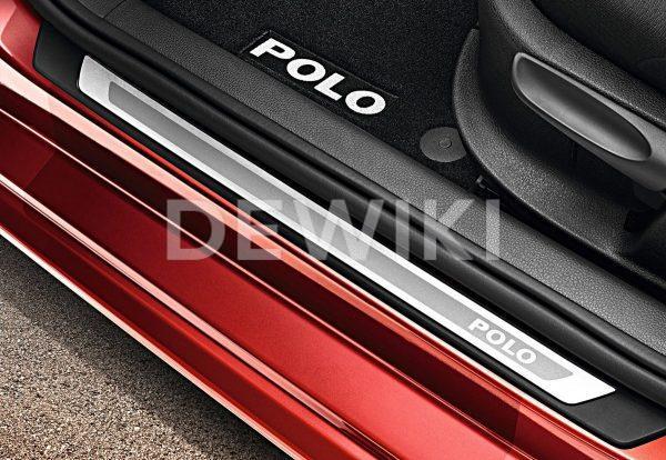 Накладки на пороги Volkswagen Polo 5, 4-дверных с надписью Polo Накладки на пороги Volkswagen Polo 5, 4-дверных с надписью Polo