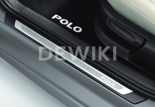 Накладки на пороги Volkswagen Polo Sedan, с надписью Polo Накладки на пороги Volkswagen Polo Sedan, с надписью Polo