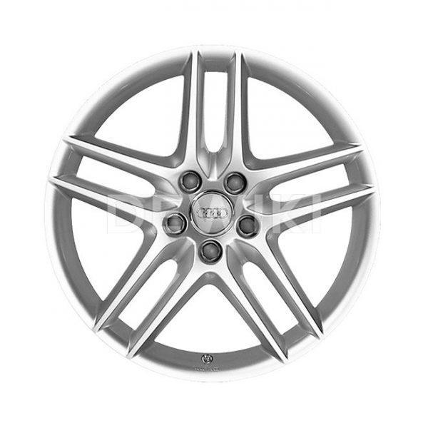 Алюминиевый литой диск R18 дизайн 5 двойных спиц Audi, Brilliant Silver, 8,0J x 18 ET52