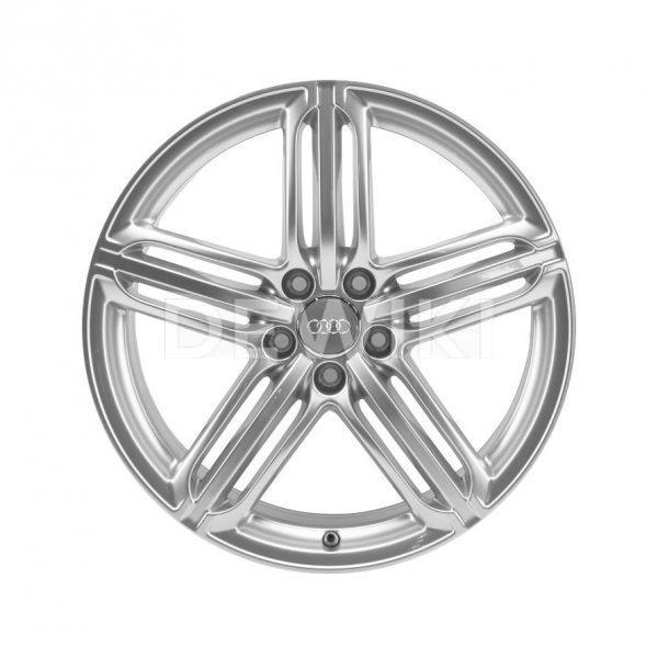 Алюминиевый литой диск R19 дизайн 5 сегментных спиц Audi, Brilliant Silver,  9,0J x 19 ET52