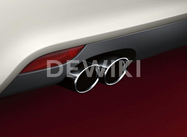 Спортивные насадки на выхлопную трубу Audi A1 / A3 (8P), для автомобилей с левой двойной выхлопной трубой, серебристо-хромированные Спортивные насадки на выхлопную трубу Audi A1 / A3 (8P), для автомобилей с левой двойной выхлопной трубой, серебристо-хромированные