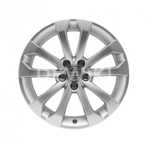Алюминиевый литой диск R18 дизайн 5 V-образных Audi, Brilliant Silver, 8J x 18 ET39