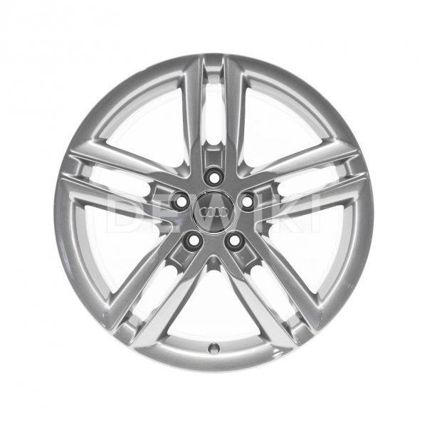 Алюминиевый литой диск R18 5 двойных спиц Audi, Brilliant Silver, 8,5J x 18 ET51 Алюминиевый литой диск R18 5 двойных спиц Audi, Brilliant Silver, 8,5J x 18 ET51