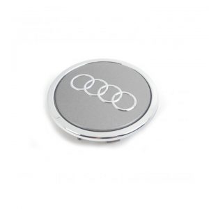 Колпачок ступицы колеса Audi, серый металлик с хромированным кольцом Колпачок ступицы колеса Audi, серый металлик с хромированным кольцом