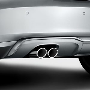 Спортивные насадки на выхлопную трубу Audi A3 (8V), для автомобилей с левой двойной выхлопной трубой, серебристо-хромированные Спортивные насадки на выхлопную трубу Audi A3 (8V), для автомобилей с левой двойной выхлопной трубой, серебристо-хромированные