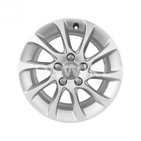 Алюминиевый литой диск R16 в 10-спицевом дизайне Audi, Brilliant Silver, 6,5J x 16 ET46 Алюминиевый литой диск R16 в 10-спицевом дизайне Audi, Brilliant Silver, 6,5J x 16 ET46