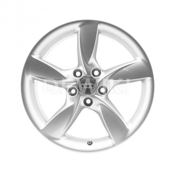 Алюминиевый литой диск R17 в 5-спицевом дизайне Audi, Brilliant Silver, 6,5J x 17 ET 43