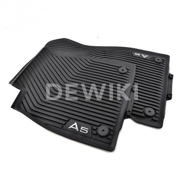 Резиновые передние коврики Audi A5 Coupe (T5/B9), контрастная надпись Резиновые передние коврики Audi A5 Coupe (T5/B9), контрастная надпись