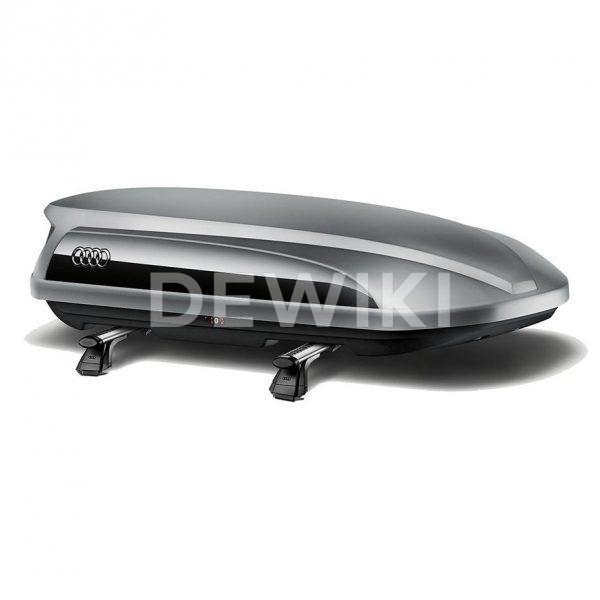Бокс для лыж и багажа Audi, цвет «серая платина» с боковой накладкой «черный бриллиант», 360 литров Бокс для лыж и багажа Audi, цвет «серая платина» с боковой накладкой «черный бриллиант», 360 литров
