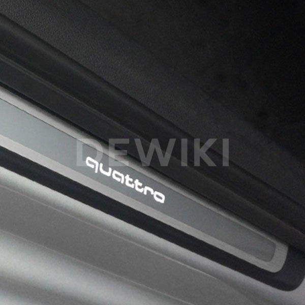 Молдинги порогов c подсветкой Audi A3 / А4(8K) с логотипом quattro Молдинги порогов c подсветкой Audi A3 / А4(8K) с логотипом quattro