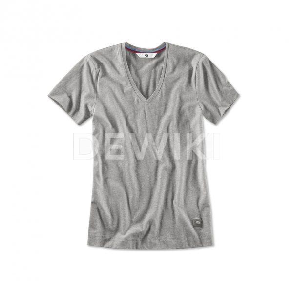 Женская футболка BMW с V-вырезом, Aluminium Grey Melange