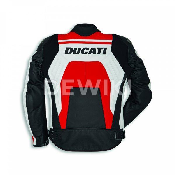 Мужская кожаная куртка Ducati Corse C4, перфорированная, Red/White