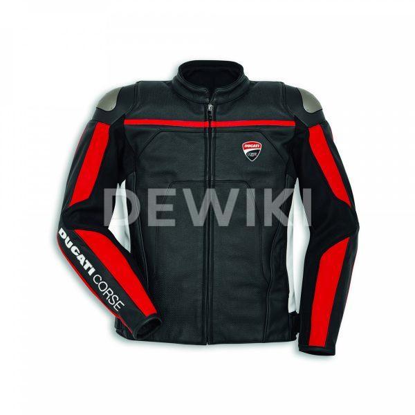 Мужская кожаная куртка Ducati Corse C4, перфорированная, Black/White