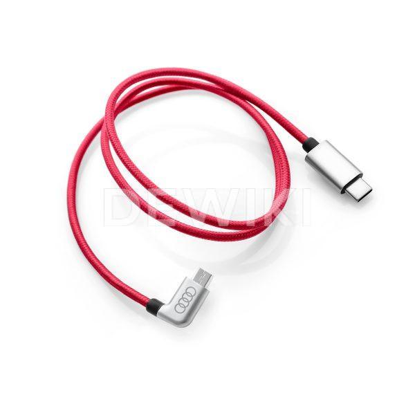 Кабель для зарядки Audi USB-C - Micro-USB, угловой, красный
