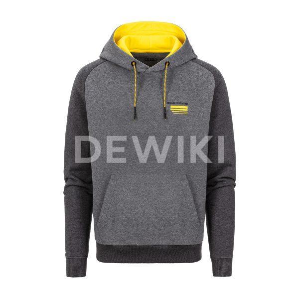 Мужская толстовка Audi quattro, серая/желтая Мужская толстовка Audi quattro, серая/желтая