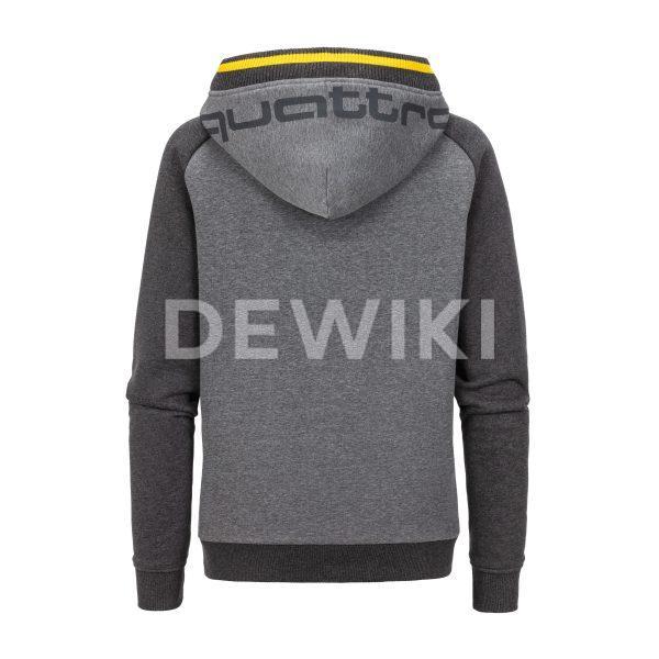 Женская толстовка Audi quattro, серая/желтая Женская толстовка Audi quattro, серая/желтая