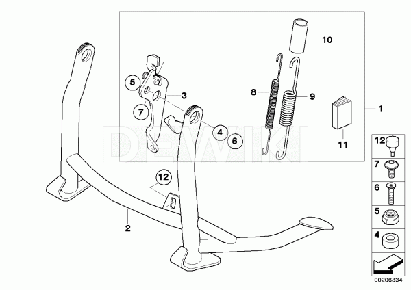 Комплект крепежа для центральной подножки BMW K 1200 R / S / K 1300 R / S Комплект крепежа для центральной подножки BMW K 1200 R / S / K 1300 R / S